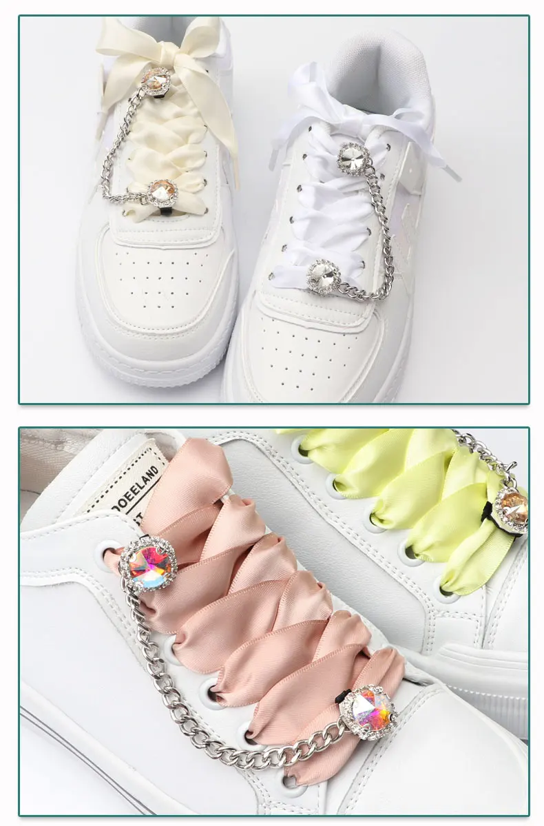 1 Pair Shoe Buckle Clips Shoelace Chain Charms Sneakers Colorful Crystal Gemstone Decoration Ornaments Pendant Trend Accessories