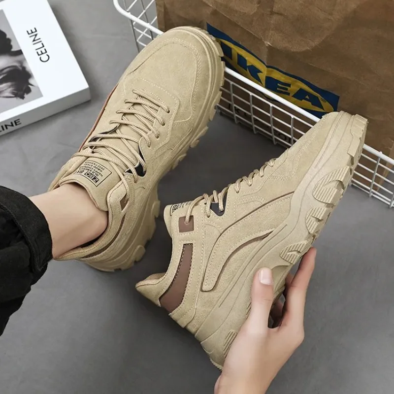 

High Quality Men's Work Boots New Thick Platform Shoes Chunky Sole Non-Slip Comfortable Breathable Casual Shoes Safety Footwear