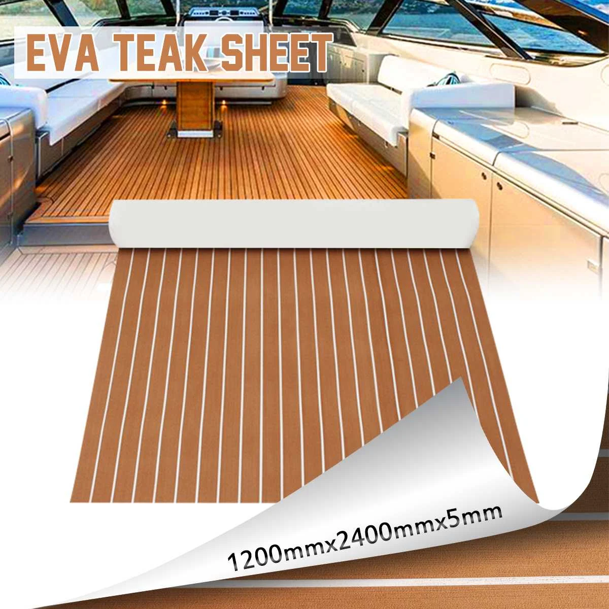 

1200mmx2400mmx5mm Self-Adhesive Foam Yacht Synthetic Teak Deck Faux Teak Boat Deck Mat Decking Boat EVA Foam Floor Mat For Boat