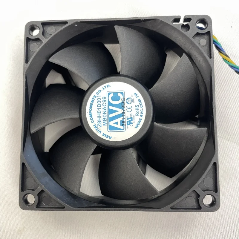 PWM 케이스 선풍기 냉각 선풍기, DL08025R12H, 12V, 0.50A, 4 핀, 80x80x25mm