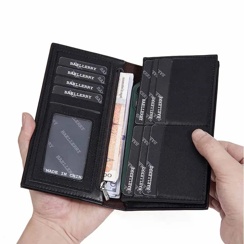 تتفاعل حجب سعة كبيرة الرجال محفظة الصلبة لينة الجلود حقيبة صغيرة الهاتف محفظة طويلة حامل بطاقة Carteira محفظة المال كليب