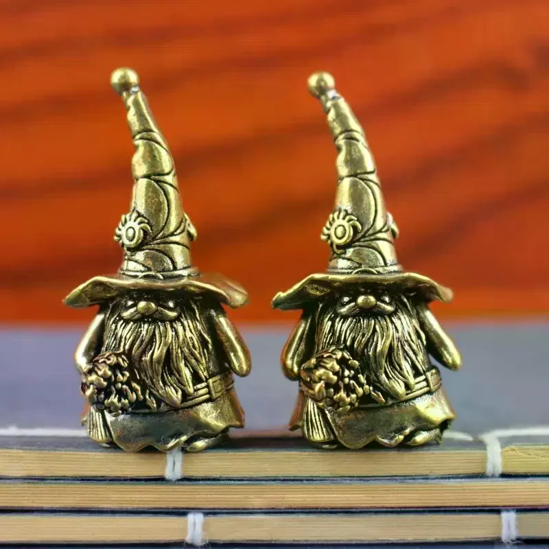 Vintage Copper Gnome Wizard Statue Halloween Desktop Decor Creative Present