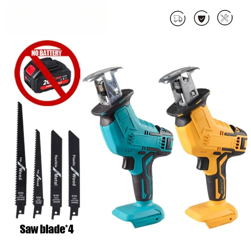 Cordless Reciprocating Saw 18V Adjustable Speed Electric Saw Wood Metal Pipe Cutting fit Makita 18v Battery (without Battery)