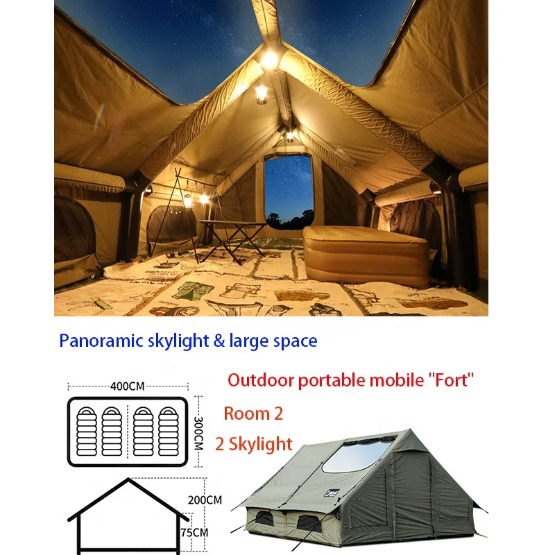 Outdoor Luxury Inflatable Camping Tent Waterproof Air Inflatable House Quick‑Build Glamping Tent for Family Camping