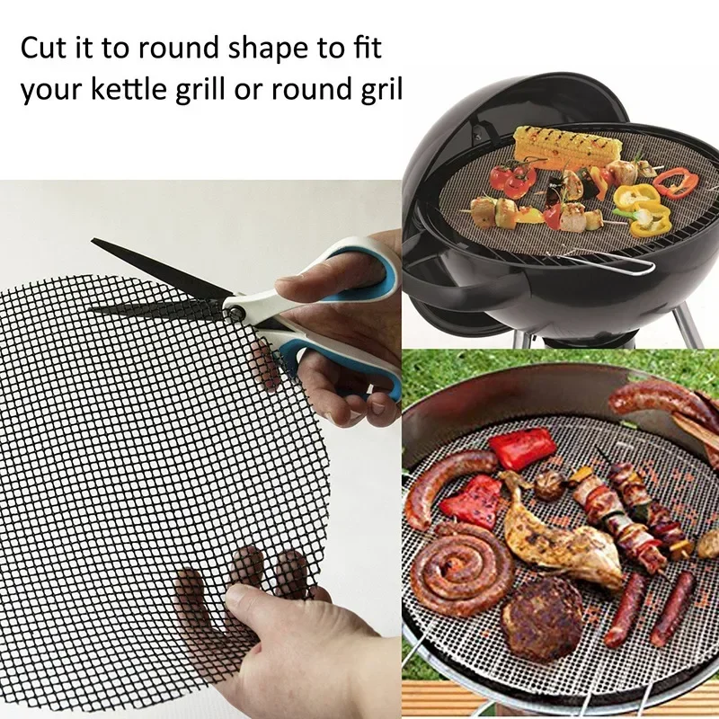 Non-Stick High Temperature Resistant BBQ Grid Pad Barbecue Mesh Reusable BBQ Grill Mat Easy To Clean Pads Kitchen Accessories