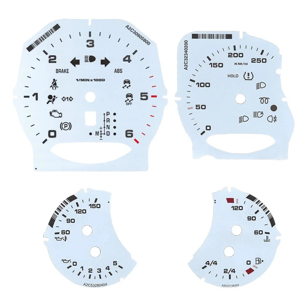 Anzeigeflächen-Overlay für Porsche 911 Carrera 991 / Cayenne 958 / Panamera 970 Instrumentencluster 250 km/h 300 km/h 6000 U/min 8000 U/min – Detail 7