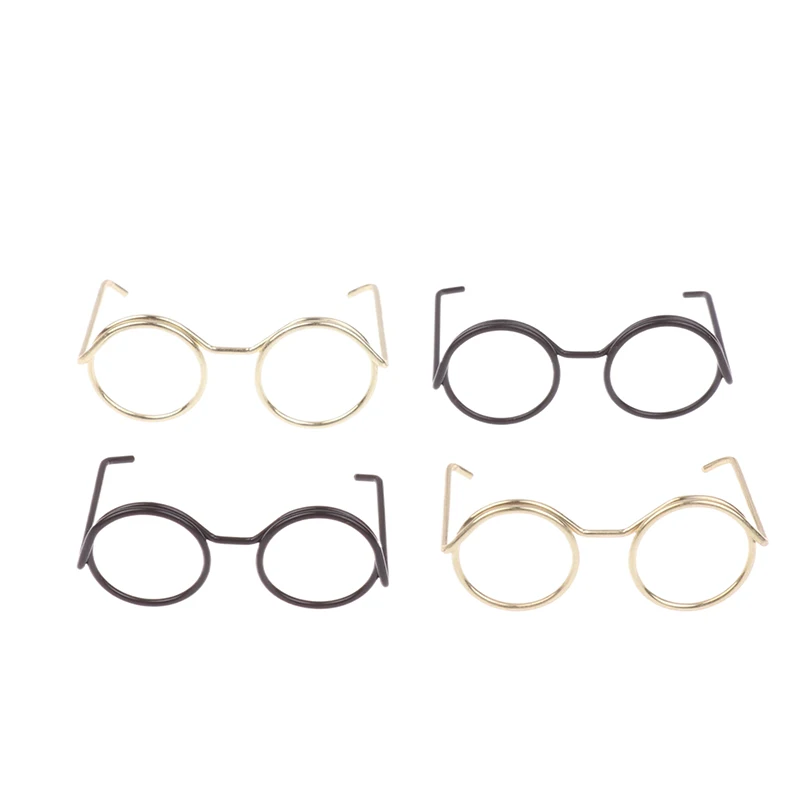 10Pcs Retro Mini Metal Round Doll Glasses Frame Lensless Miniature Eyewear For Plush Doll Decoration Accessories
