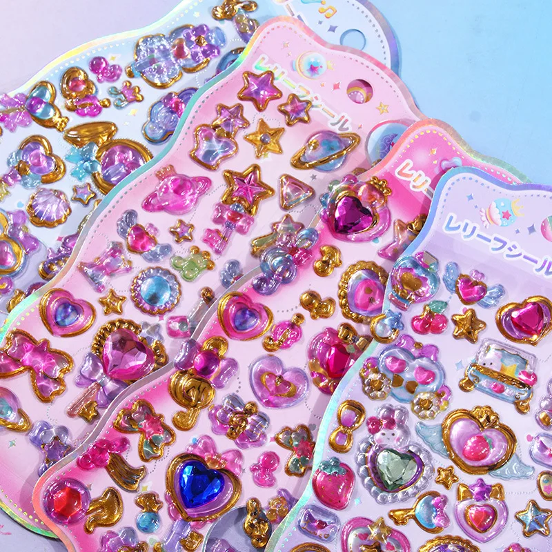 

3D Relief Acrylic Epoxy Transparent Bubble Stickers Cartoon Animal Waterproof High Aesthetic Decorative Stickers For Children