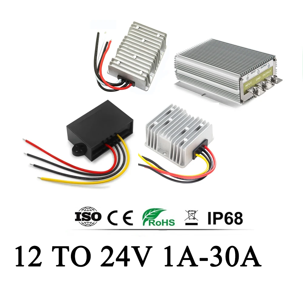 

12V TO 24V 1A 2A 3A 5A 8A 10A 15A 20A 25A 30A Boost DC DC Power Converter Step Up Voltage Regulator Transformer Car Power Supply