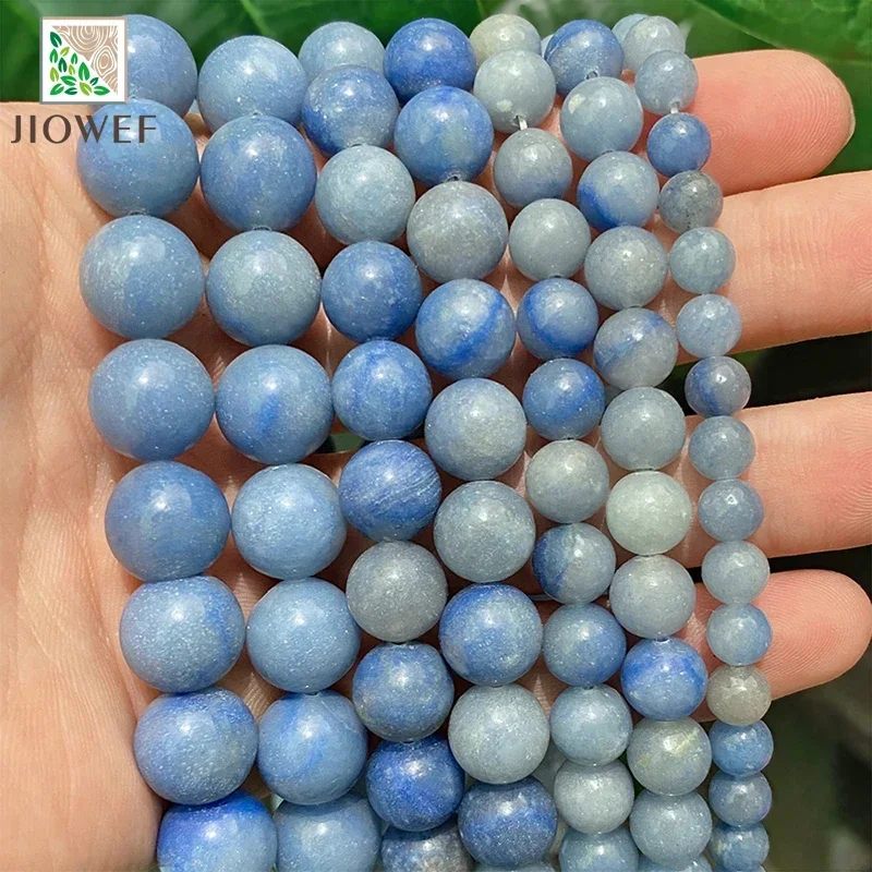 Natural Blue Aventurine Beads Stone Round Loose Beads For Jewelry DIY Making Bracelet Charms Accessories 15'' Inch 4/6/8/10/12mm
