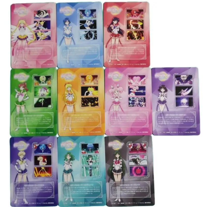 Juego de cartas de colección de personajes de Anime de Sailor Moon, Guerrero eterno, Tsukino Usagi, regalos de bricolaje, 10 piezas por juego