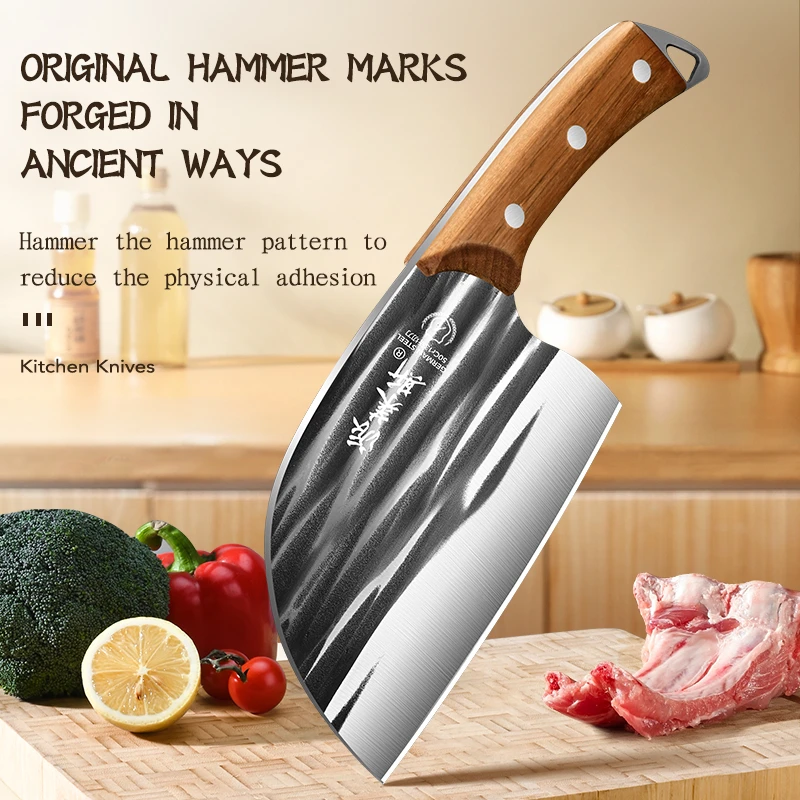 Upgrade High carbon steel meat cleaver High hardness Heavy keel Heavy meat cleaver Advanced professional butcher knife