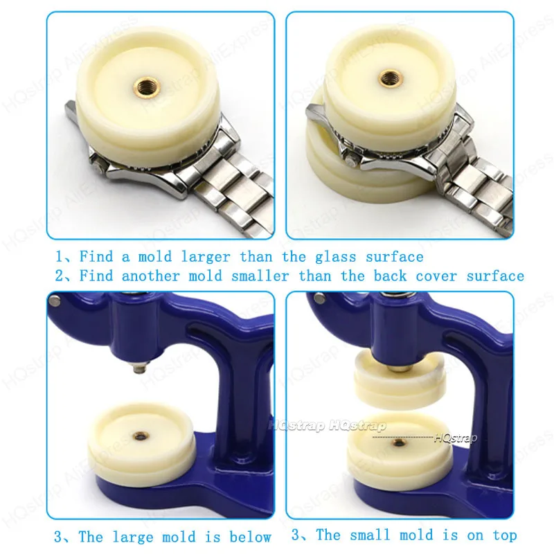 Assista Repair Tools Set para Relojoeiro, encaixe morre, Back Press Tool, Watch Base, Nylon Pressionando Kit, Relógios Acessórios, 12Pcs