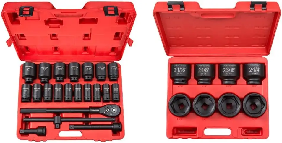 Tekton 3/4 Inch Drive Deep 6-Point Impact Socket Set, 22-Piece (7/8-2 In.) | 48995 & 3/4 Inch Drive 6-Point Impact Socket Set,