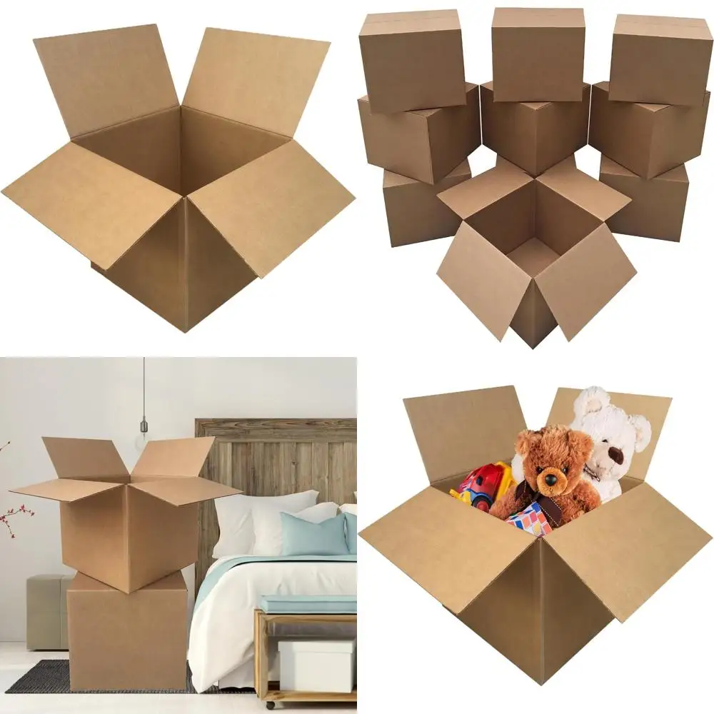 Heavy-Duty Corrugated Moving and Shipping Boxes 275lb 24x24x24 Inches, 10-Pack Large Strong Cardboard Boxes for Moving Supplies