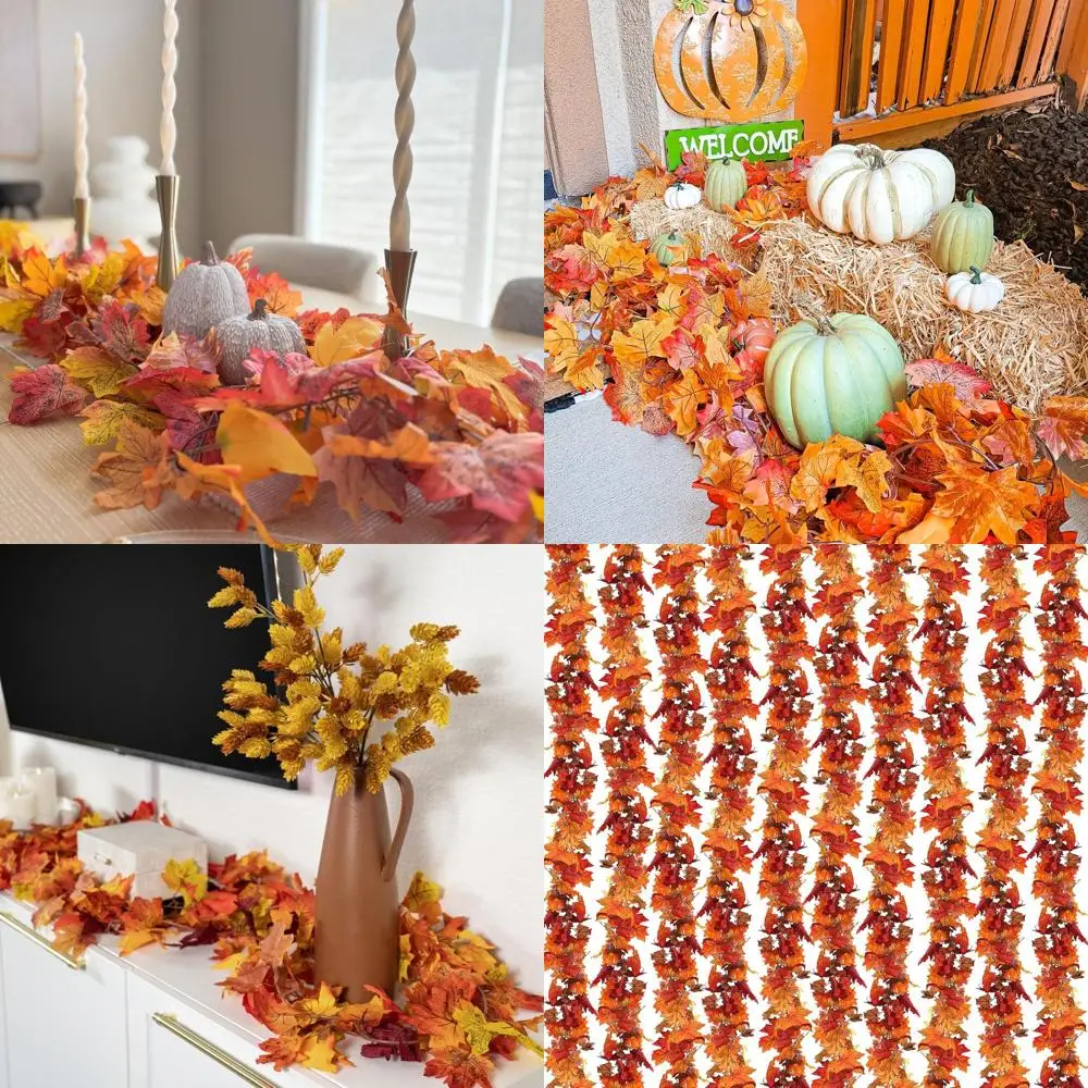 

118-Feet Long Fall Leaf Garland with 20 Packs for Autumn Decor, Perfect for Thanksgiving, Home, and Parties