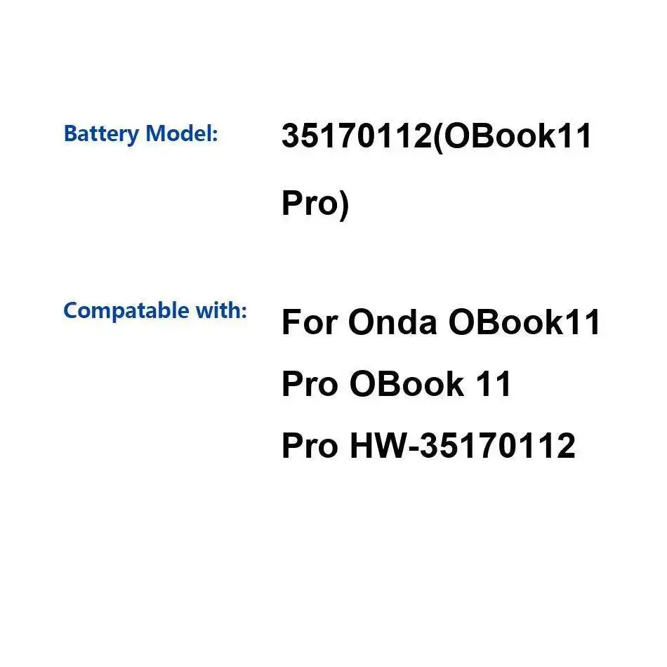 

Аккумулятор для ноутбука, высокая совместимость, долговечный для Onda Obook 11 Pro HW-35170112 35170112 Obook 11 4500 мАч