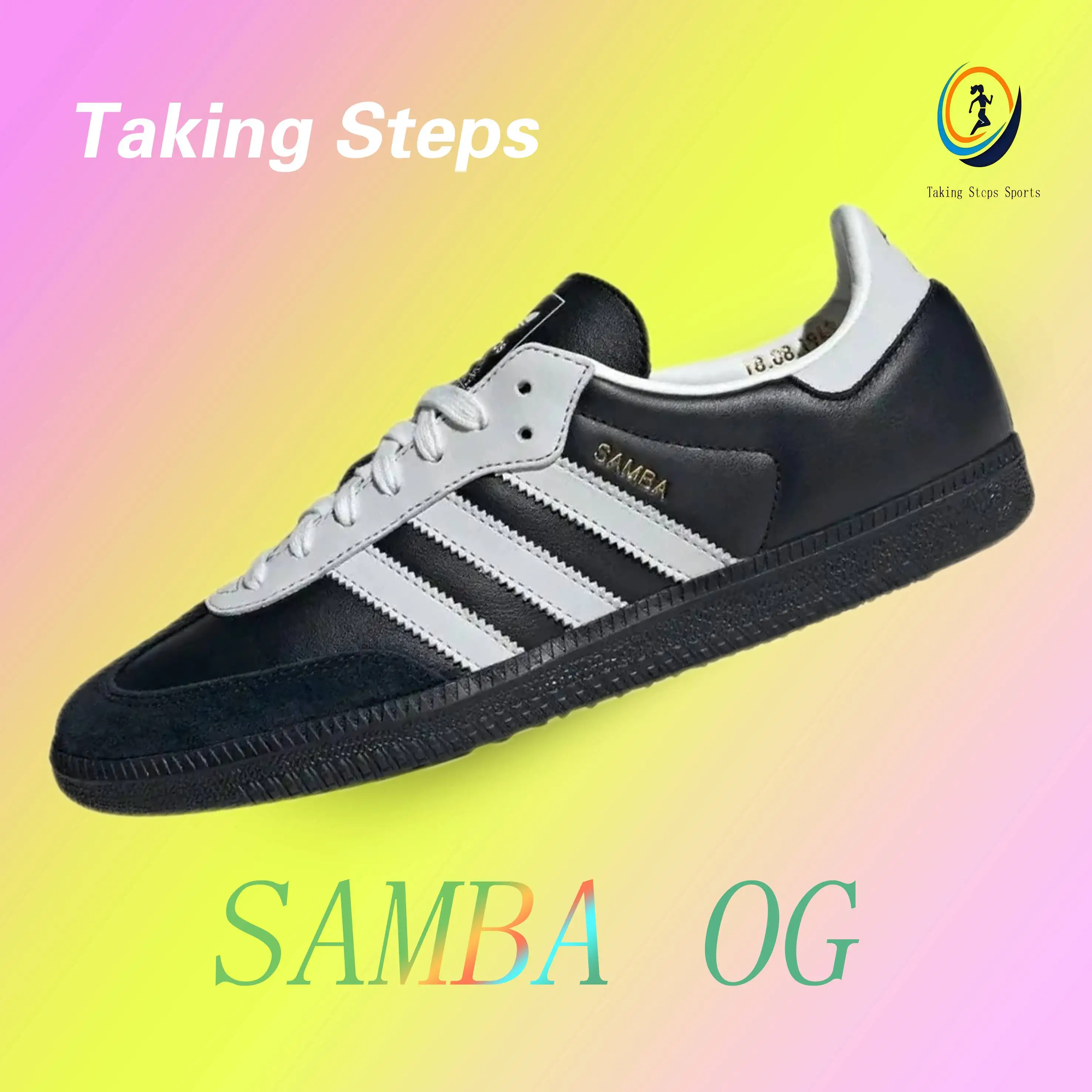 حذاء adidas Originals SAMBA OG للذكرى الـ 75 مريح ومتعدد الاستخدامات وخفيف الوزن وغير قابل للانزلاق باللون الأسود