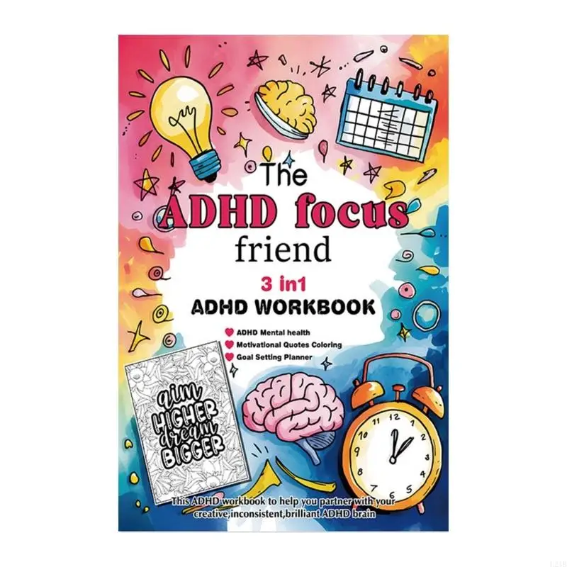 

2025 New 3 in 1 Workbook with Coloring Pages Stress Relief Journal for Men Women