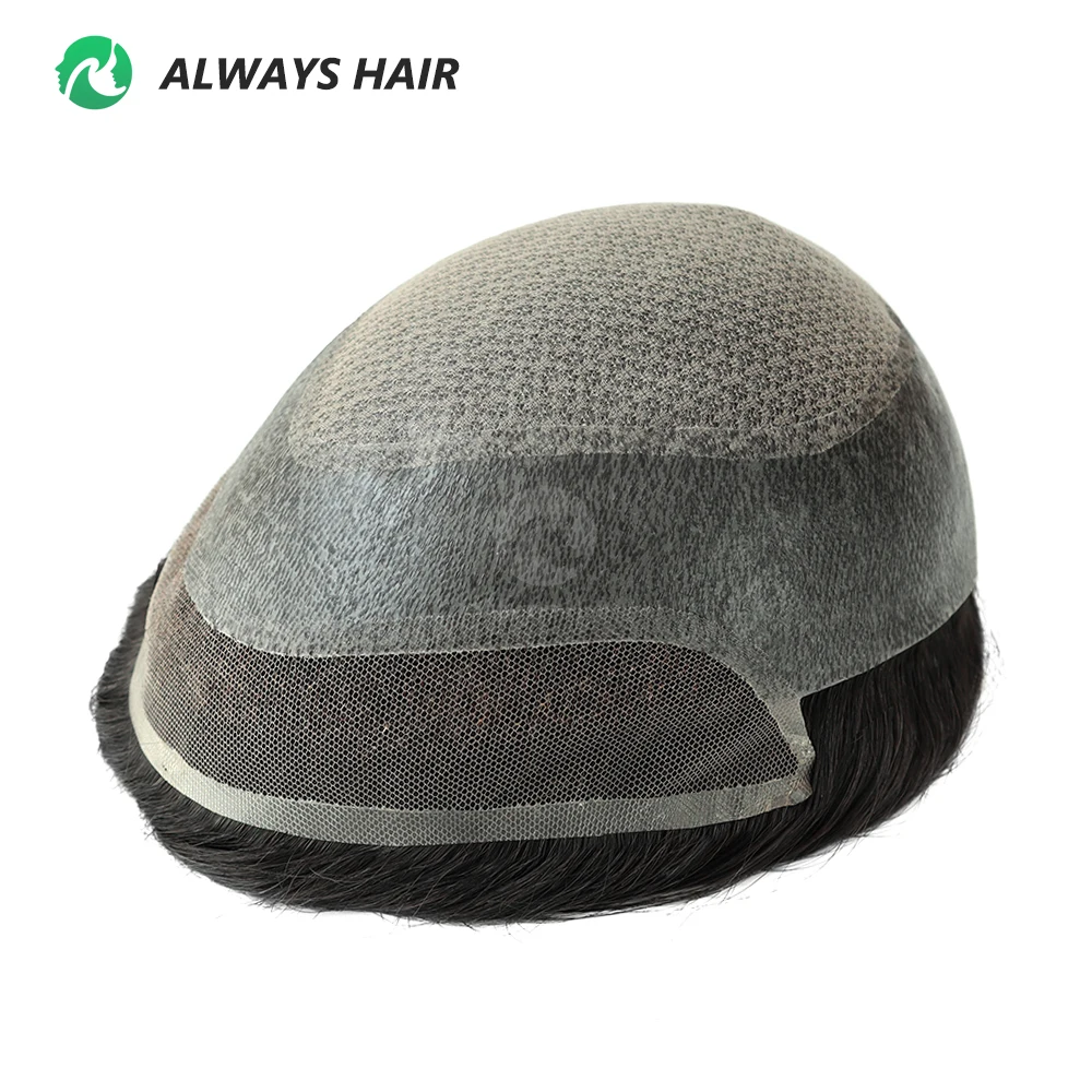 

8" Indian Hair Injection Skin Men Toupee Wig 130% Medium Density Lace in Front Hair Prosthesis for Men