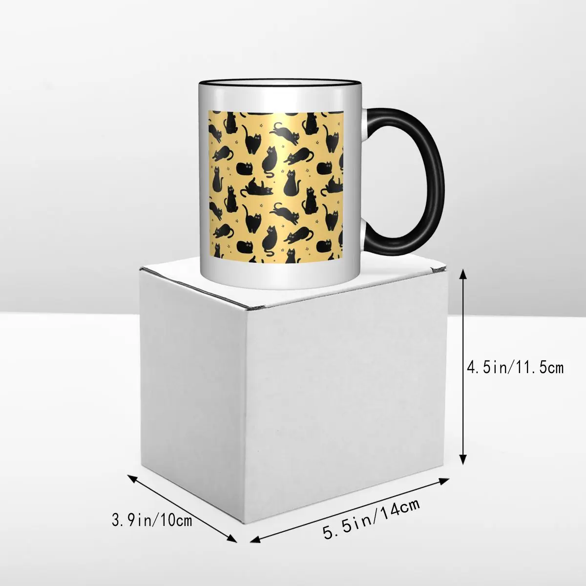 Black Cat Pattern Mug Funny Ceramic Coffee Cups Tea Mugs Milk Cup Drinkware Gift for Woman Man