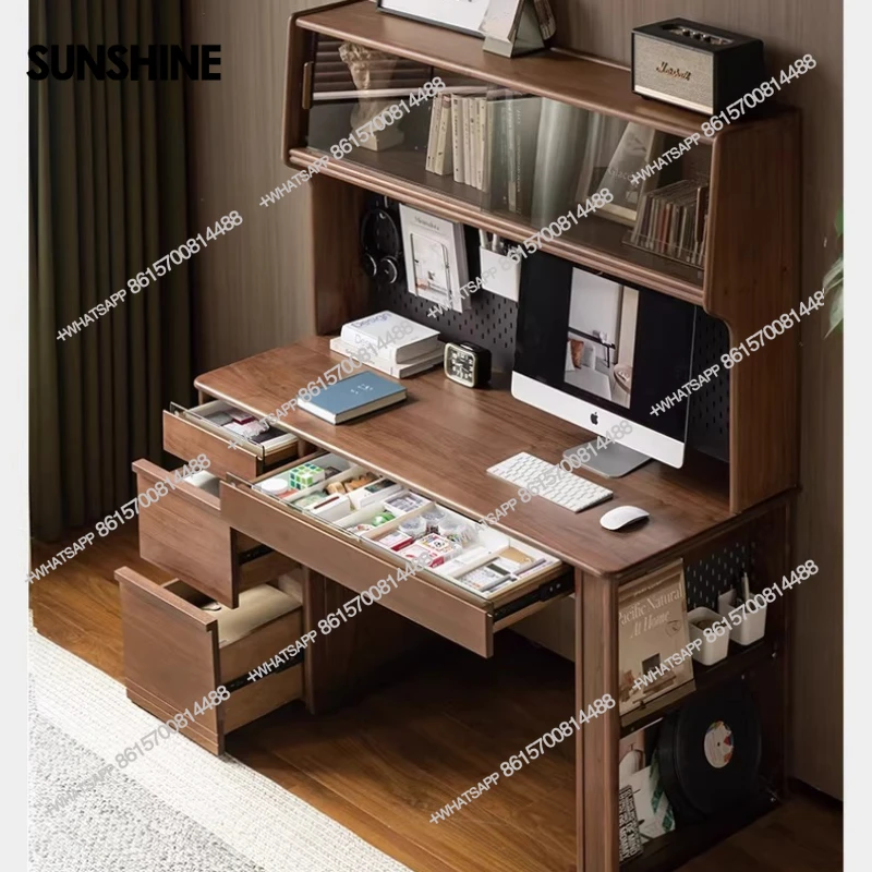 Study bookcase, desk, simple home with shelf writing desk