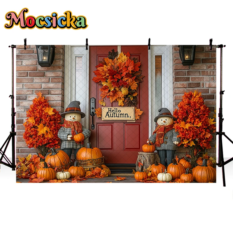 Mocsicka-Fond de ferme d'automne pour enfants et adultes, accessoires de photographie, enfant, bébé, tournesol, Aliments, granaire, foin, empilements ouvertement, studio photo