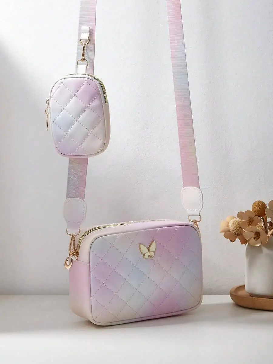 

Женская стеганая сумка через плечо с узором бабочки, маленькая сумочка