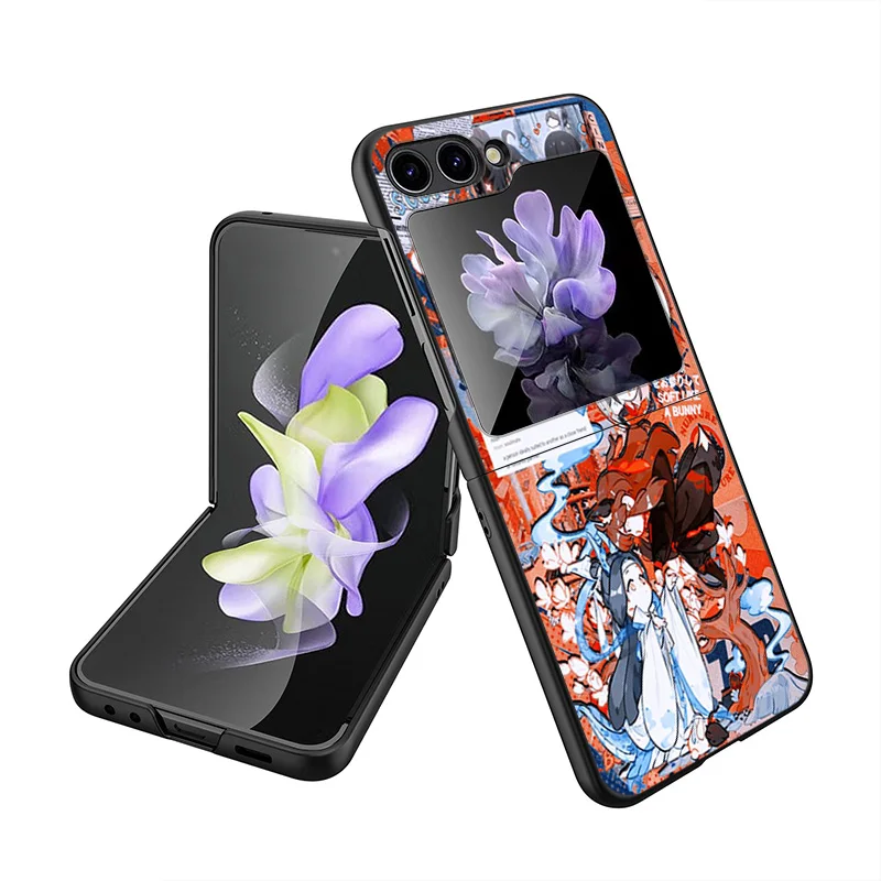 Black Matte Phone Case For Samsung Galaxy Z Flip6 Flip 6 5 4 3 Flip3 Flip4 Flip5 5G Comic MDZS Anime Art Hard Shell Cover image 2