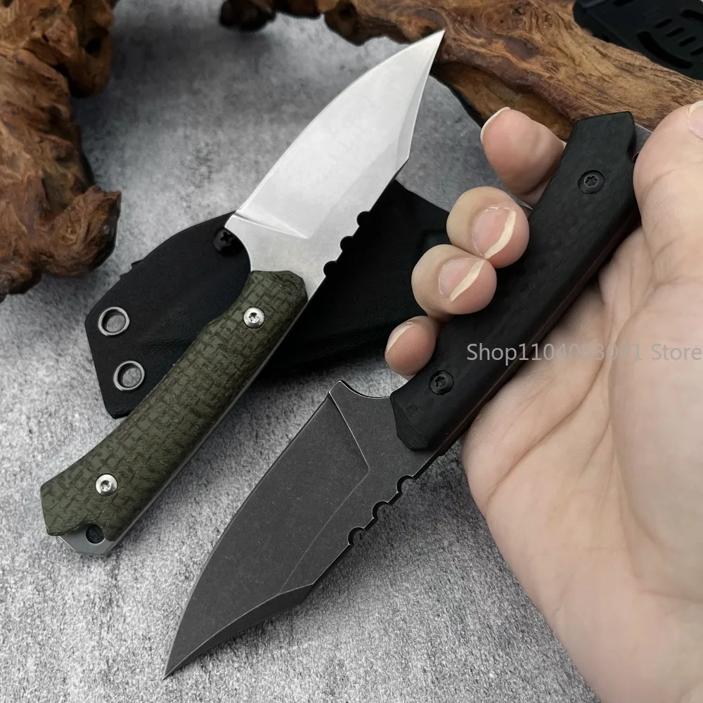 

Скрытый нож Canyon Hunter, прямой нож для улицы, фиксированное лезвие 8cr13Mov, ручка из углеродного волокна G10 + с ножнами, EDC, тактический инструмент для кемпинга