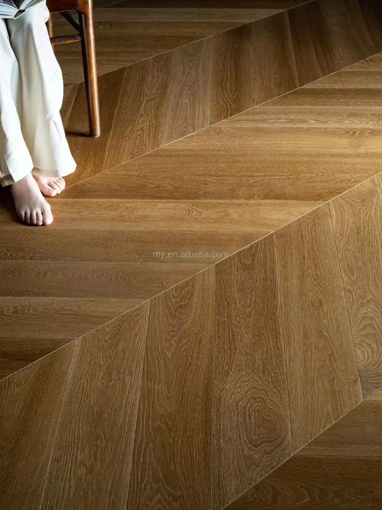 Индивидуальная версия, дымчатый роскошный пол из коричневого дуба, рыбья кость, пол из белого дуба, роскошный паркет виллы