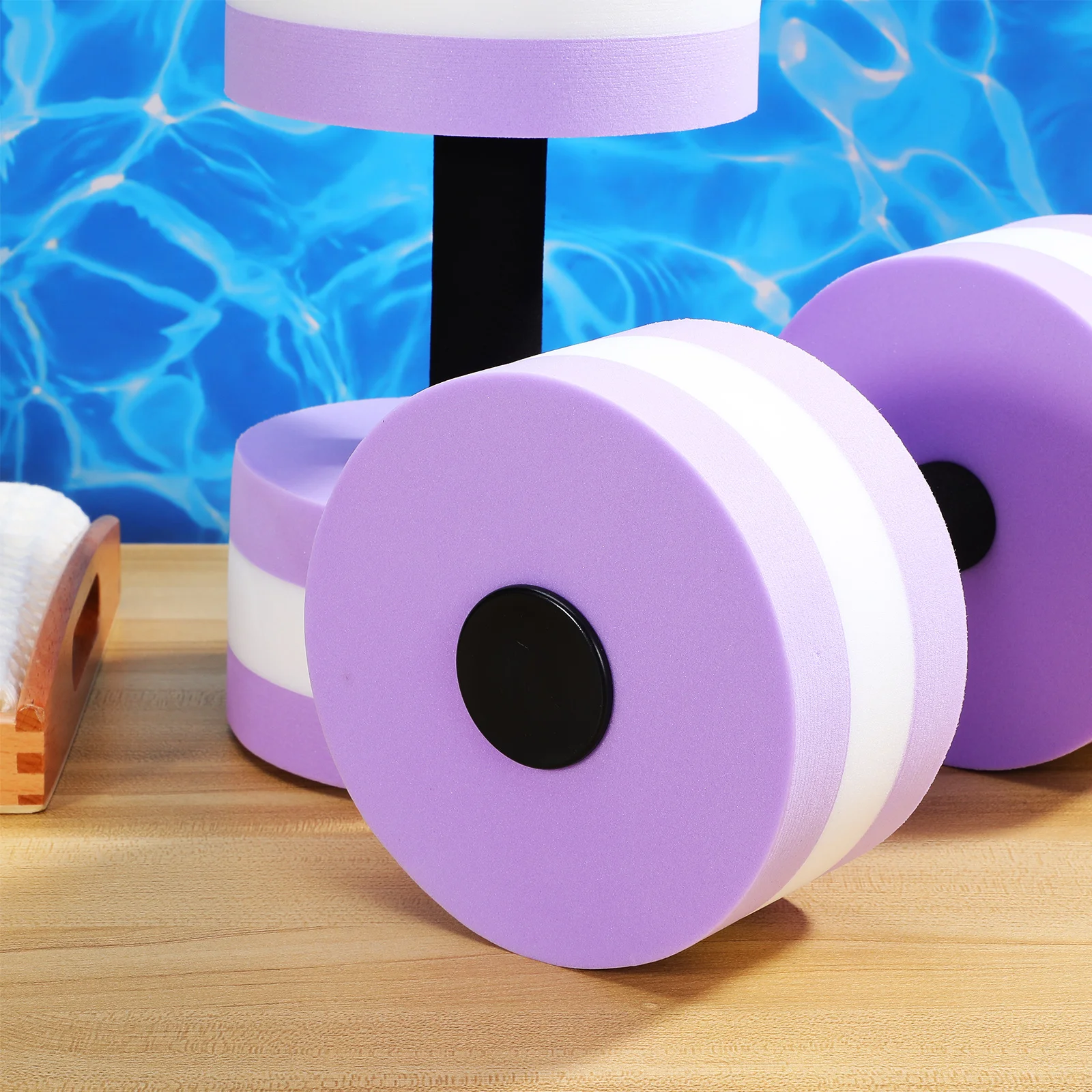 

2Pcs Pool Exercise Dumbbells Water Aerobic Equipment Eva Foam Resistance Barbells for Abdominal Back Muscles