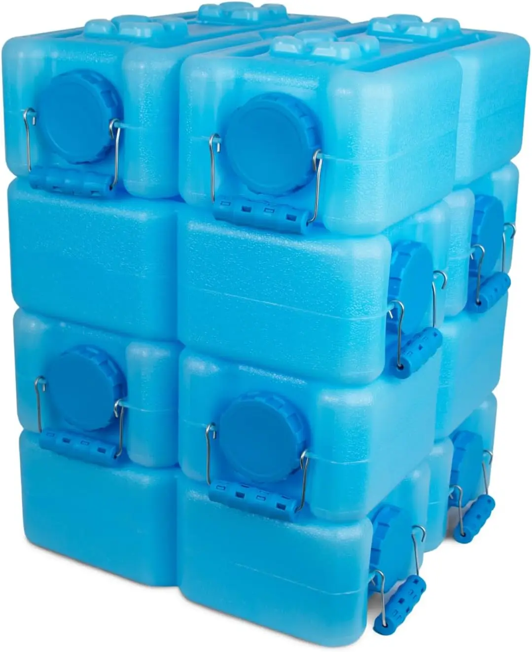 Stackable Emergency Water Storage Container Bricks, Portable Food Grade Water Storage Jugs, Heavy Duty BPA Free HDPE Plastic Reservoir Cubes, Multi Purpose Outdoor Home Camping Utility Canteen, Blue Six Pack
