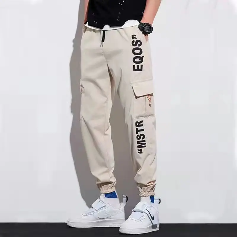 Klassische Streetwear Lässige Herren Jogginghose mit Bändern Schlanke Passform Frühling Cargohose mit Mehreren Taschen Modische Damenhose – Detail 11