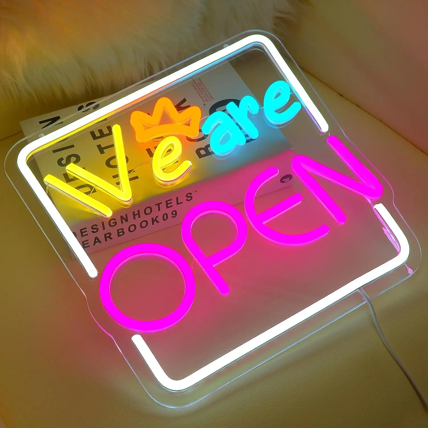 Open Neon Sign LED We Are Open Neon Light Sign Dimmable for Business Display Window Coffee Shop Restaurant Decor Powered By USB