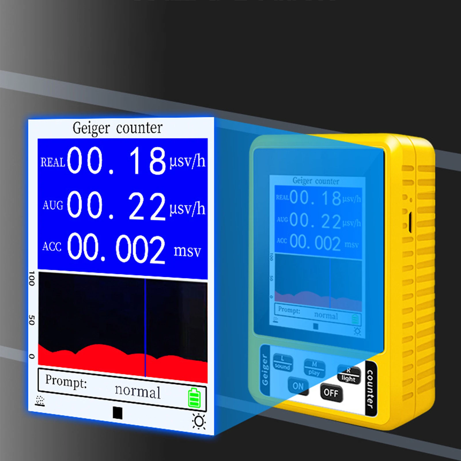 BR-9C 2-in-1 Handheld Digital Display Electromagnetic Radiation Nuclear Detector Full-functional Type Tester EMF Geiger Counter