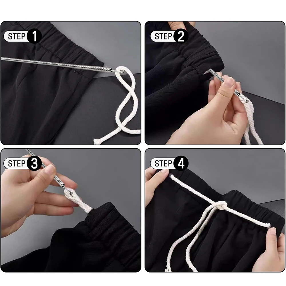 Bendable Spring Drawstring Threader Clip Pants Hoodies Elastic Band Lace Cord Flexible Drawstring Thread DIY Sewing Accessories