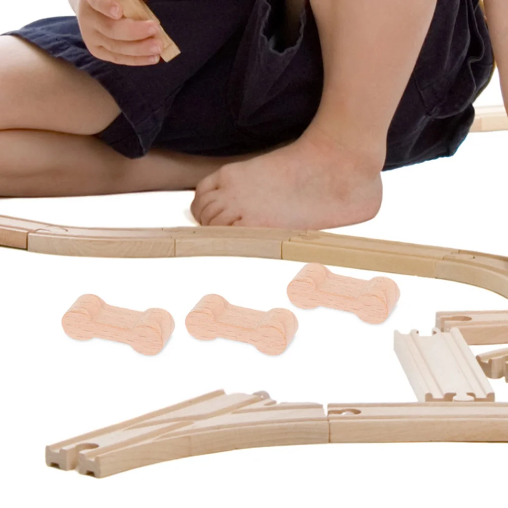 Pista de tren de madera para niños, pieza de conexión de hebilla, modelo ferroviario, divertido, 5 uds.