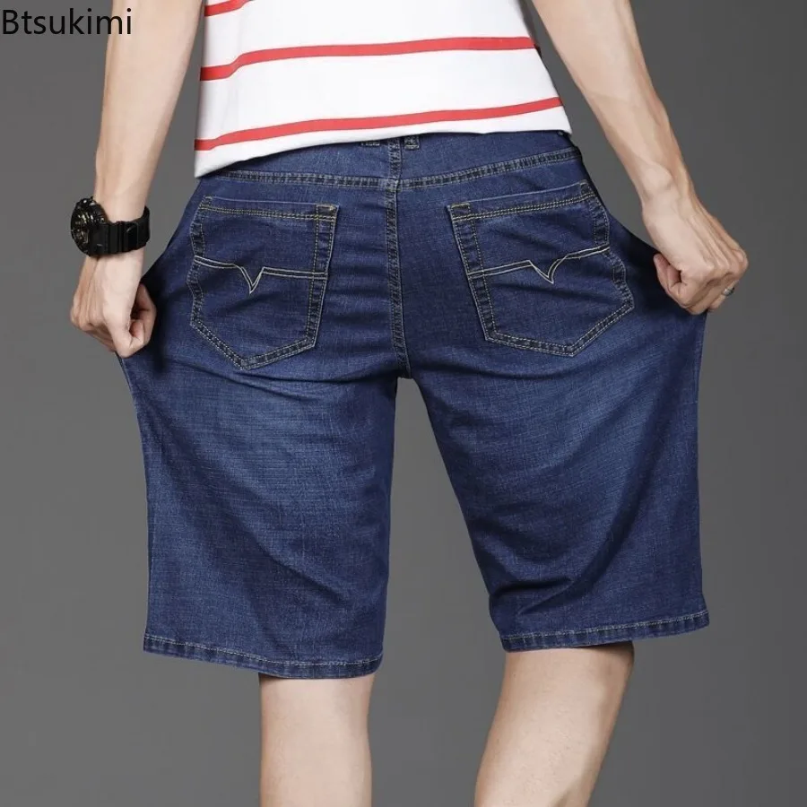 Summer New Men's Comfort Thin Denim Shorts Fashion Versatile Casual Straight Pants Men Loose High Elastic Short Jeans Oversized