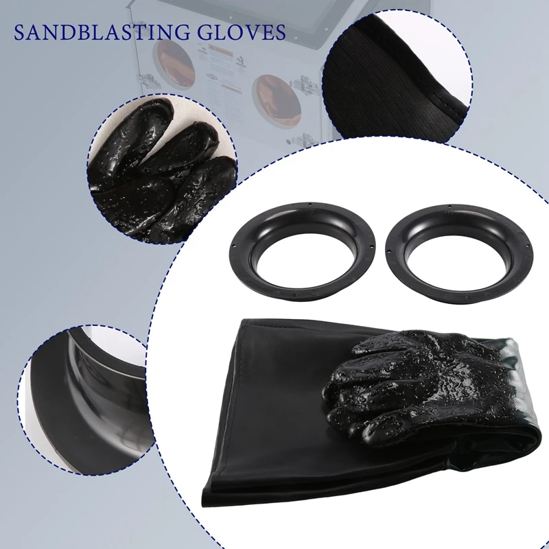 1Pair Durable Rubber Sandblasting Gloves 60Cm Heavy Duty Working Protective Sandblaster Gloves For Sandblast Machine Cabinet