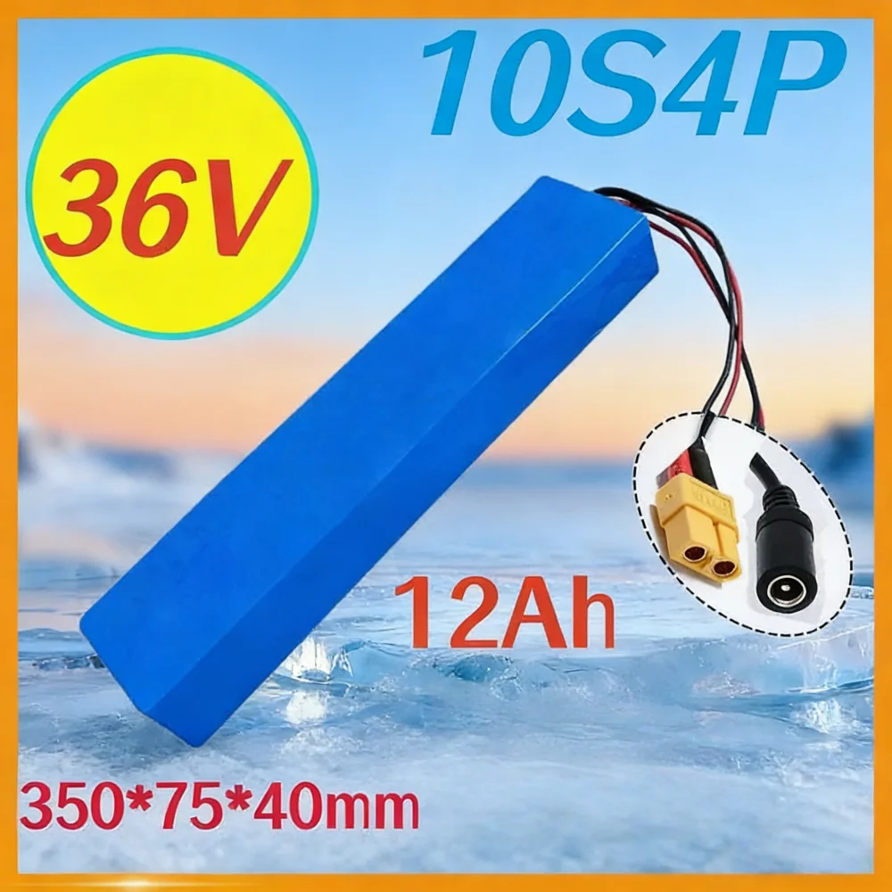 

10S4P 36V 12000mAh 18650 Lithium Battery Pack 42V Charging Built-in BMS DC-XT60 Plug for 150W-700W Universal Electric Scooter