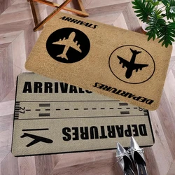Arrival and Departure Flight Airport Door Mat Washable Non-Slip Living Room Sofa Chairs Area Mat Kitchen Doormat Area Rug