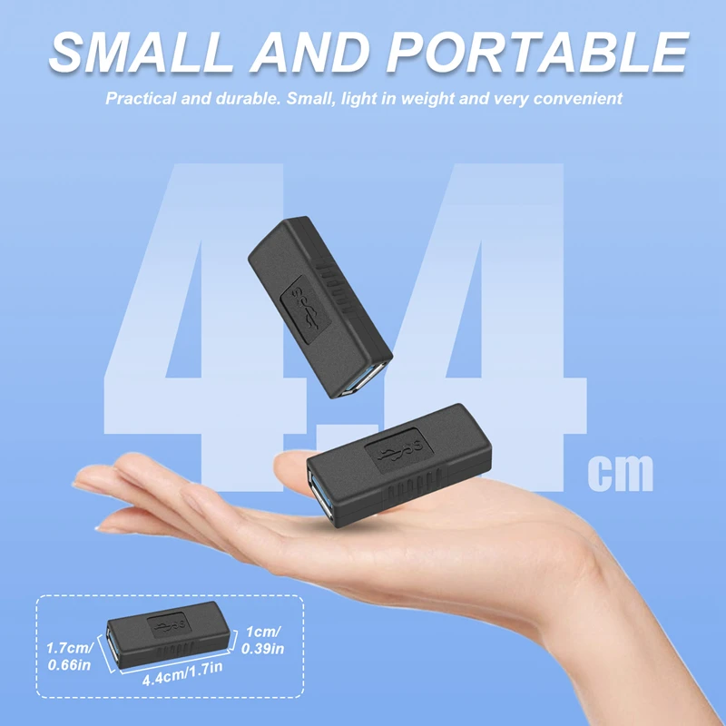 2Pcs Usb 3.0 Type A Female To Female Adapter Coupler Gender Changer Connector