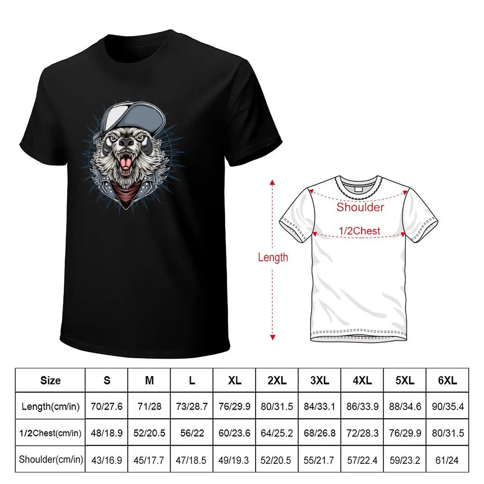 panda punker band, panda wearing trucker hat, panda head T-shirt tees graphics quick-drying workout shirts for men