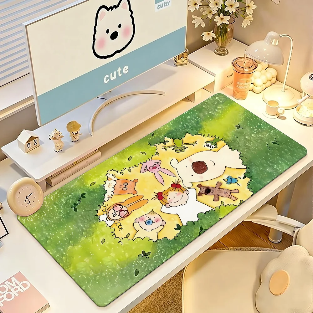Alfombrilla de ratón grande antideslizante e impermeable con diseño de dibujos animados de COCO y Wondrous Gang, con borde cosido, para juegos y uso diario en la oficina.