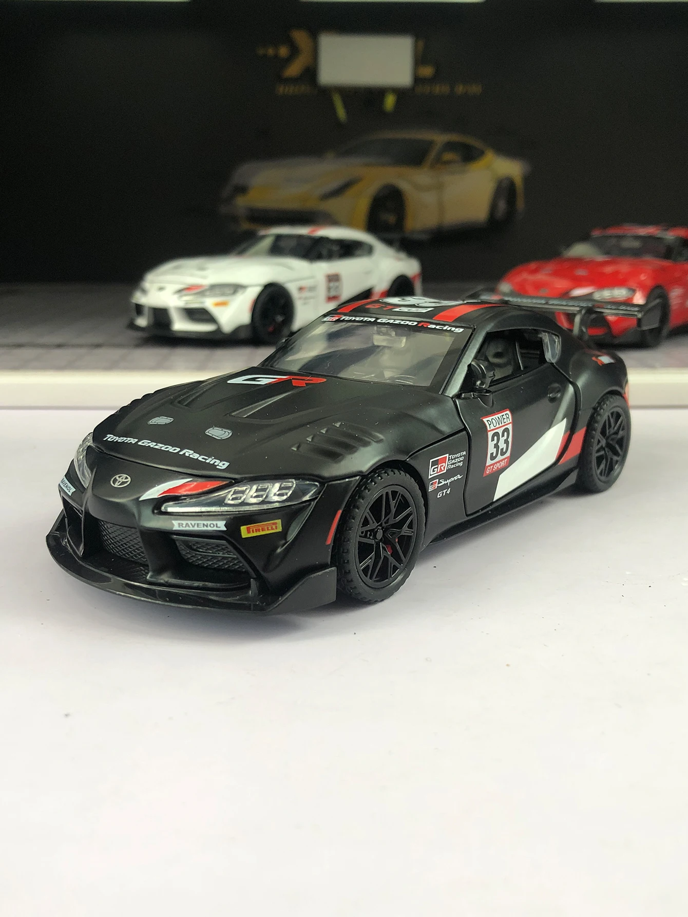 

1: 32 zinc alloy Toyota Supra GT4 model car, static decoration, metal collectible gift car