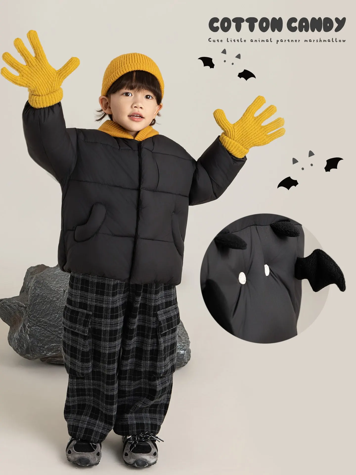 Boys Winter Jacket 2025 Doll Print Plush Lightweight Warm Soft Skin Friendly Festive Gift Outerwear 1-7 Years