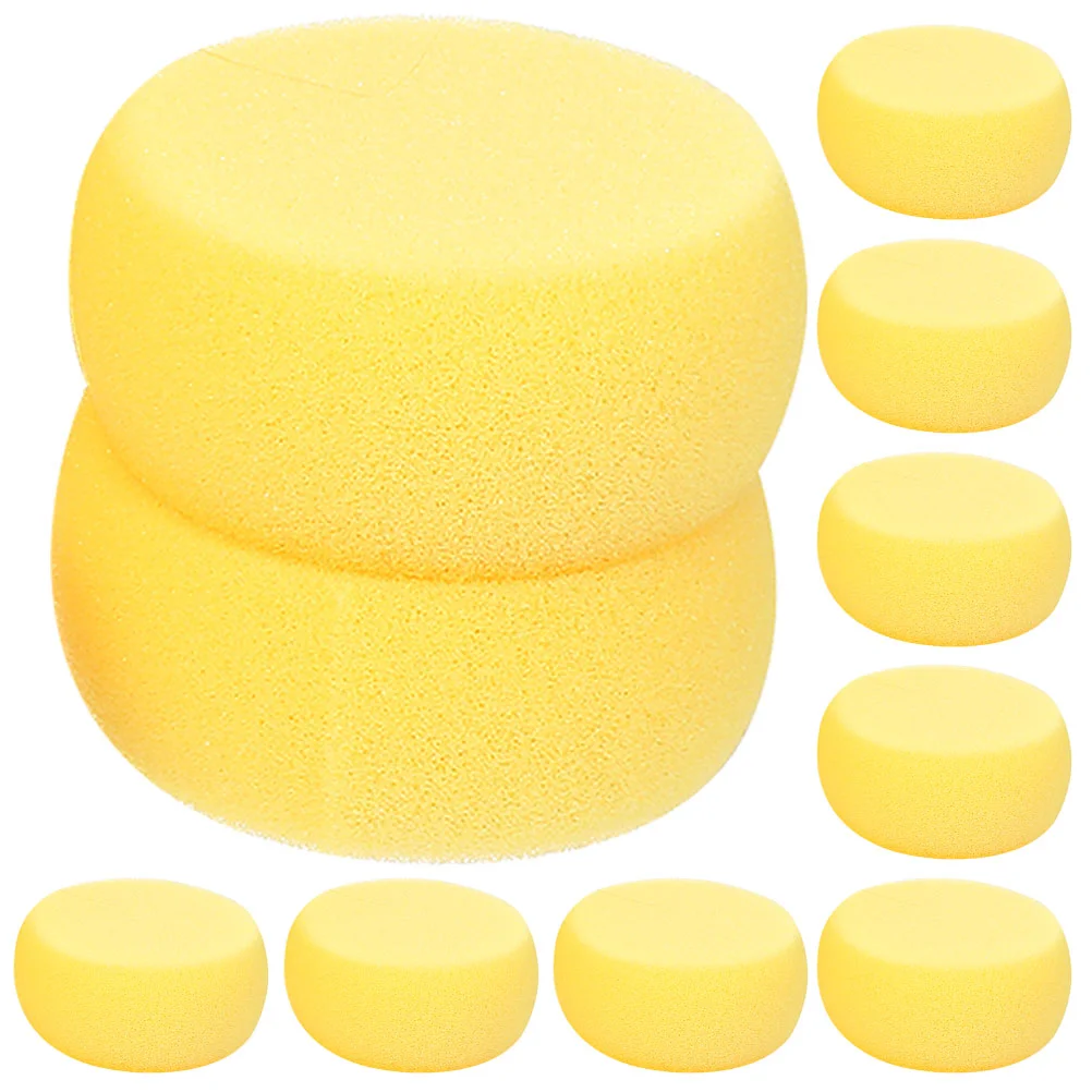 24 Pcs Yellow Round Cake Sponge Pieces Travel Face Cleaner Scrubber Facial Sponges for Washing Makeup Puff