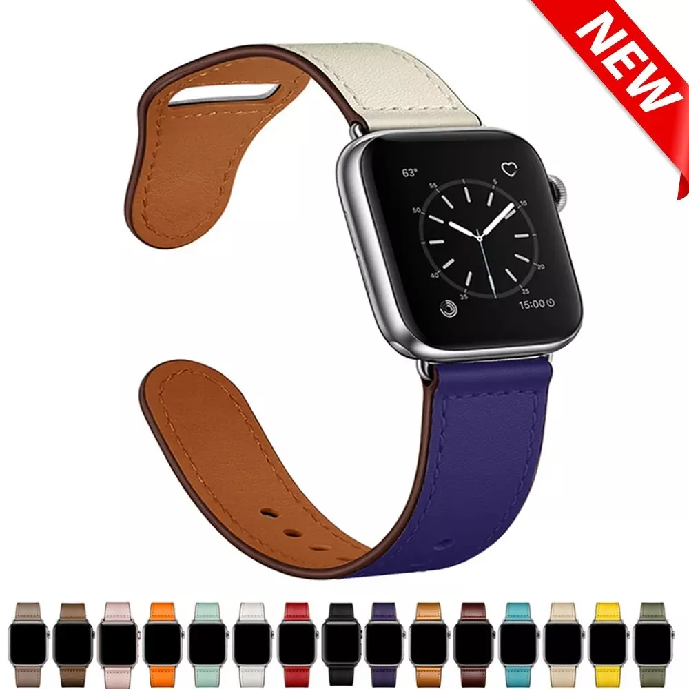 

Ремешок кожаный для apple watch band 44 мм 45 мм 40 мм iwatch 38 мм 42, браслет для смарт-часов apple watch Series 6 SE 4 3 7 41 мм ban