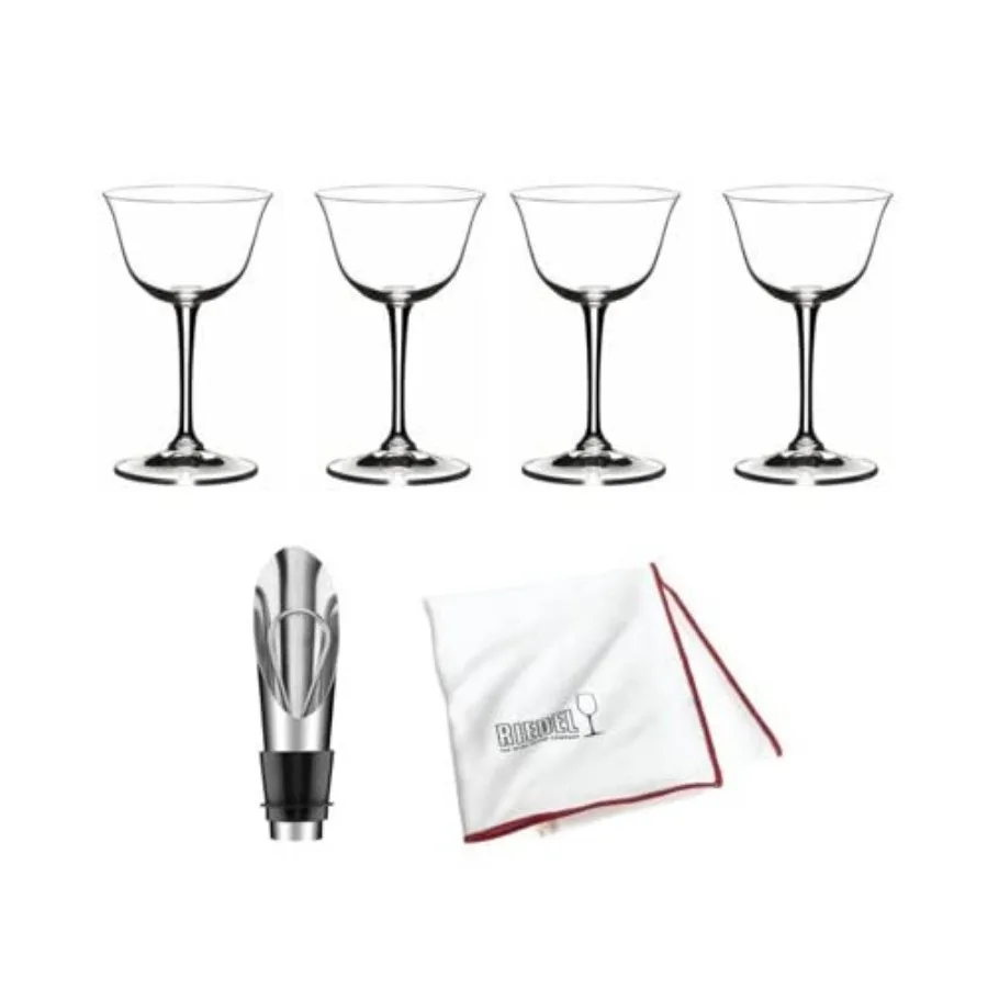 

Sour Cocktail Glass Bundle with Wine Pourer and Stopper and Polishing Cloth for Drink Specific Glassware 3 Items Clear Glass